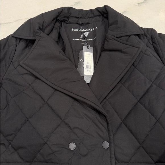 BCBGMaxAzria Women's Coat Black Quilted Double-Breasted Puffer - Picture 2 of 14